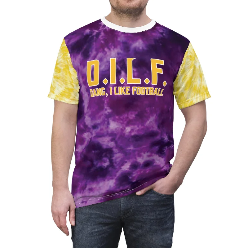 Unisex Cut & Sew Tee - Purple/Gold Tie-Dye - D.I.L.F.