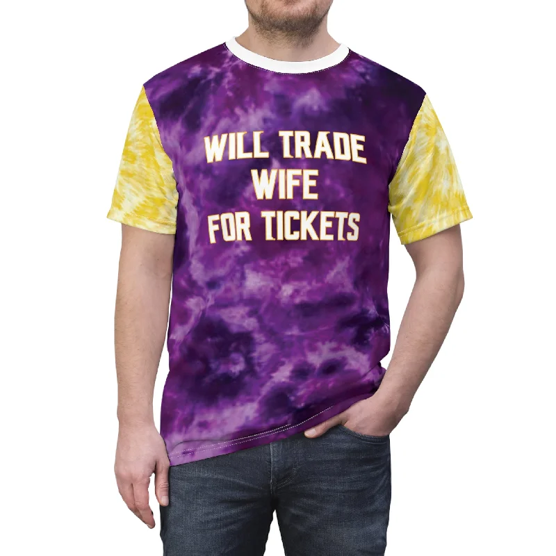 Unisex Cut & Sew Tee - Purple/Gold Tie-Dye - Wife for Tickets