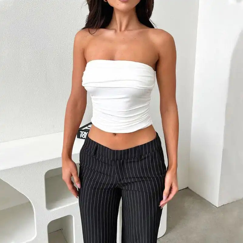 Women’s solid color tight short tube top