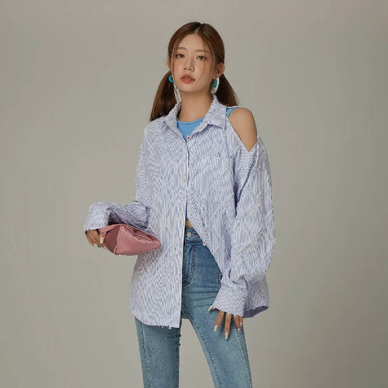 Argyle Open One Shoulder Shirt