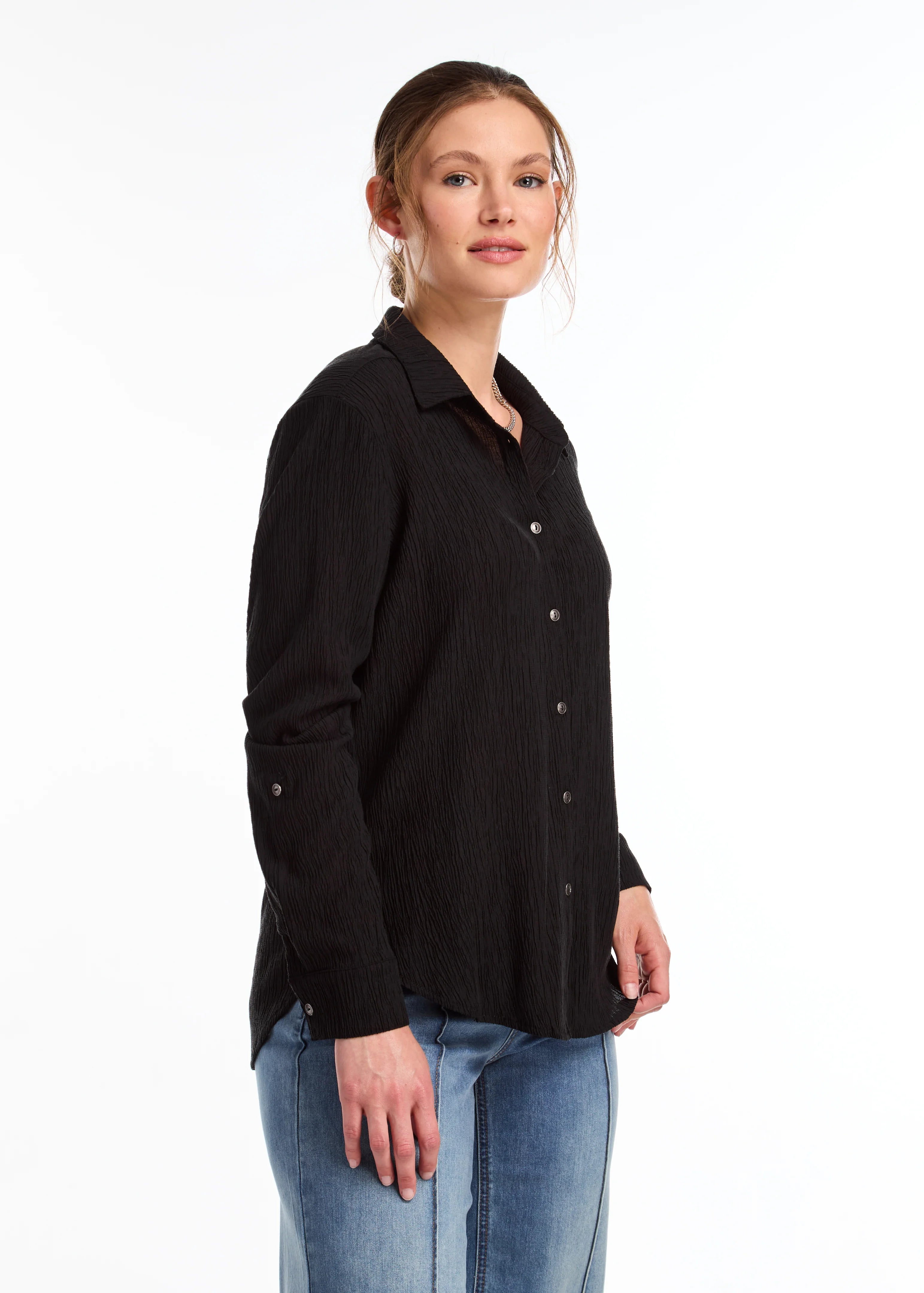 FDJ 7800294 Roll-Up Sleeve Crinkle Shirt