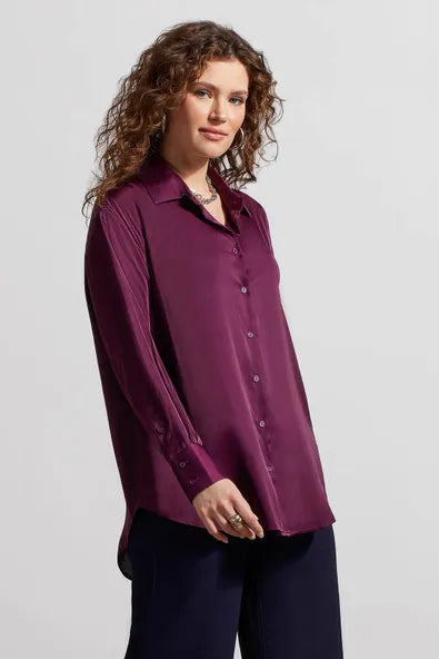 Tri 7935O Satin Button Up Shirt