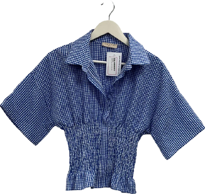 Insta Girl Blue Gingham Short Sleeve Blouse UK S