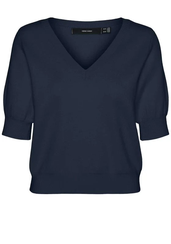 Vero Moda Gold Short Sleeve Jumper, Navy